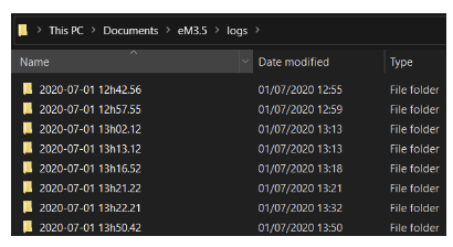 eMotion logs folder