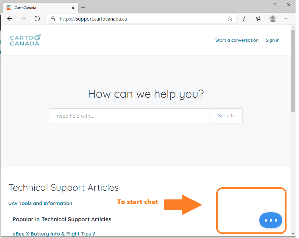How to start a support chat